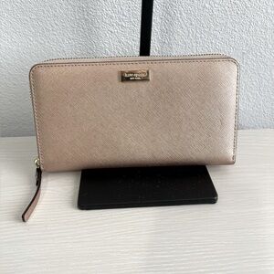 KATE SPADE Newbury Lane Neda Rose Gold Saffiano Leather Wallet